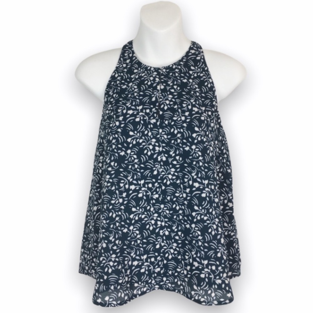 NWT Ann Taylor LOFT‎ Teal & White Floral Top XXSP